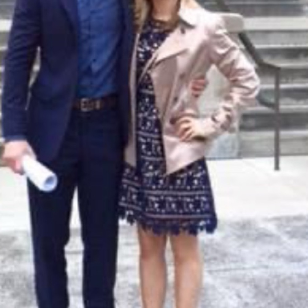 Eliza J Beautiful Navy Blue Crochet Dress